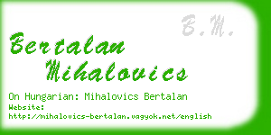 bertalan mihalovics business card